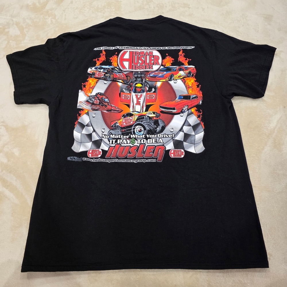 Y2K Hedman Hedders Husler Racing T Shirt Mens XL Black Delta Pro Weight